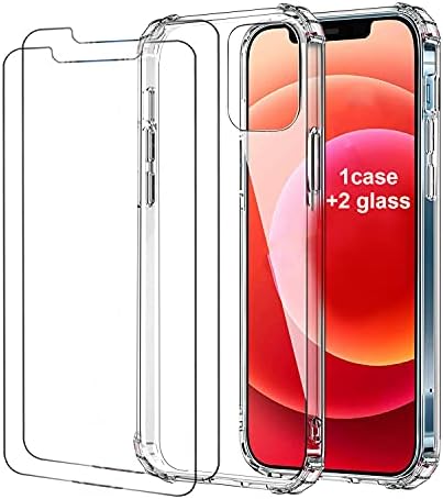 AMINI24 iPhone 11 Case Clear sa štitnicima za ekran – Shockproof Non-Slip Crystal Clear iPhone 11 futrola za telefon sa 2 štitnika od kaljenog stakla za teške uslove rada – 3 pakovanje