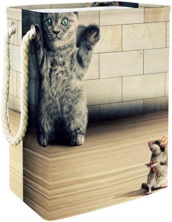DEYYA Funny Cat Mouse korpe za veš korpa visoka čvrsta sklopiva za odraslu decu Tinejdžeri dečaci Devojčice u spavaćim sobama kupatilo