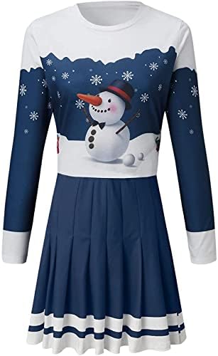 NaRHbrg Božićne Mini haljine za žene pismo Print pulover Bodycon haljine slatki Božić Crewneck dugi Duks džemperi