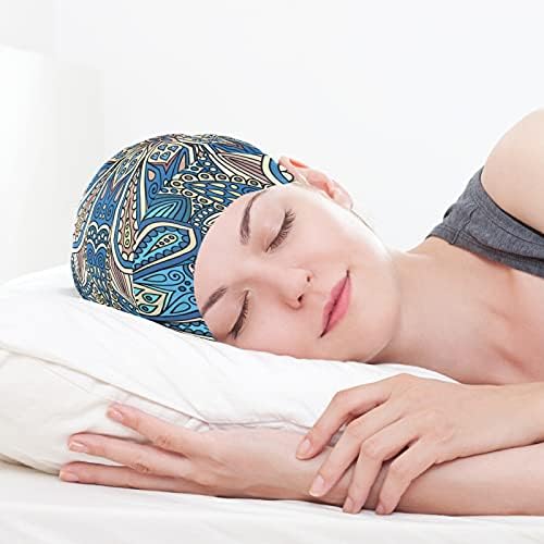 Kapa s lubanjem za spavanje Radni šešir Bonnet Beanies za žene Mandala cvjetni cvjetovi prugasti berba geometrijska plava spavanja