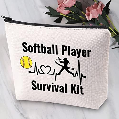 Jytapp softball komplet za preživljavanje kozmetičke torbe s softball pokloni Softball Makeup Case Softball Sport Touch Travel patentna