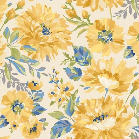Laura Berringer Yellow Sky Quilt Fabric Flower Fabric Style R2129 Krema
