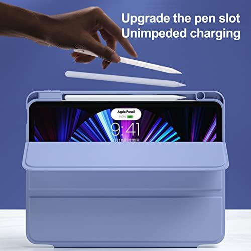 Abeifan iPad Pro 12,9 inča 6. 2022 / 5. 2021 GEN futrola sa čistom akrilnom unutrašnjem i magnetnom odvojivom prednjem poklopcu folija za 12,9 inča 2020 4. Gen / 2018 3. automatsko spavanje / buđenje olovke za olovke Purple