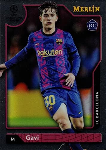 2021-22 TOPPS Merlin Collection Chrome Ucl Soccer 107 Gavi Rookie Card