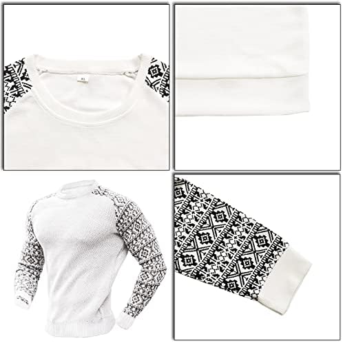 Dječja kreveta Muške modne pletene pulover-lagana majica s dugim rukavima Crew vrat Ležerni waffle Top