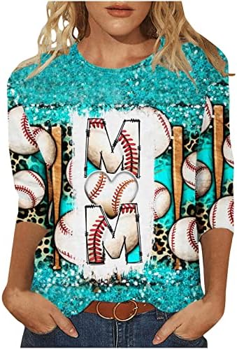Ljetni vrhovi za žene casual okrugli vratni stolovi 3/4 rukava za bejzbol mama smiješne majice labave bluza pulover