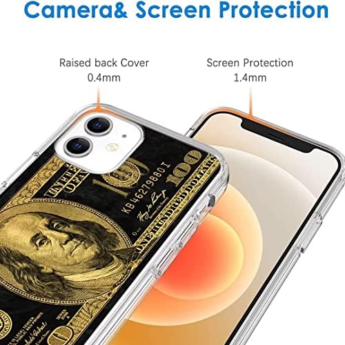 Telefonska futrola Čista jasna smiješna kompatibilna sa iPhoneom 14 pro max 100 dolara Bill Black Gold TPU silikonska mekana zaštitna