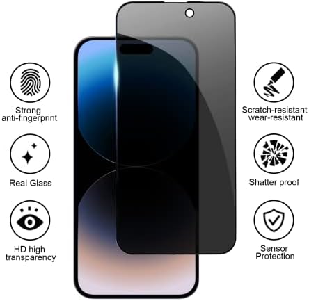 iPhone 14 Pro Max Zaštita ekrana za privatnost, 2 pakovanja 14 Pro Max Zaštita ekrana kaljeno staklo kompatibilno sa iPhoneom 14 Pro