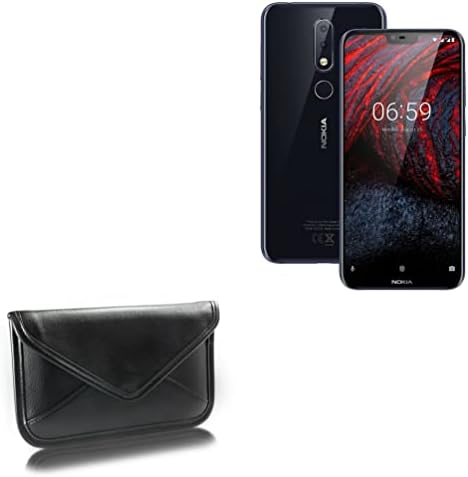 Boxwave Case kompatibilan sa Nokia 6.1 Plus - Elite kožna messenger torbica, sintetički dizajn poklopca kože za Nokia 6.1 Plus - Jet