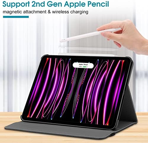 Procase iPad Pro 12,9 inča 2022 2021 2020 2018, kožni štand folio zaštitni poklopac sa držačem za olovku za ipad pro 12,9 6. Gen 2022 / 5. Gen 2020 / 3. Gen 2020 / 3. Gen 2020 / 3. Gen 2020 / 3. Gen 2020 / 3. Gen 2018 -Black