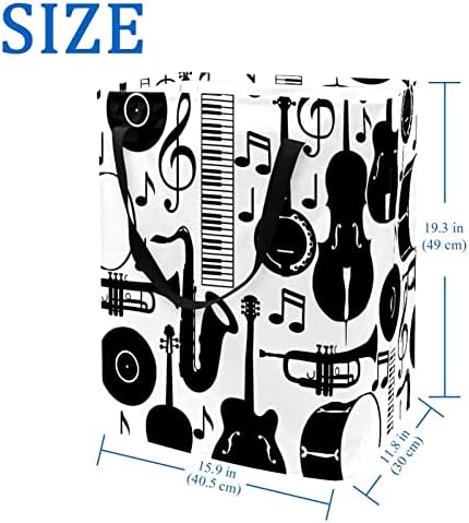 Muzičke note Guitar Drum Print sklopiva korpa za veš, 60L vodootporne korpe za veš kante za veš igračke skladište za spavaonicu u