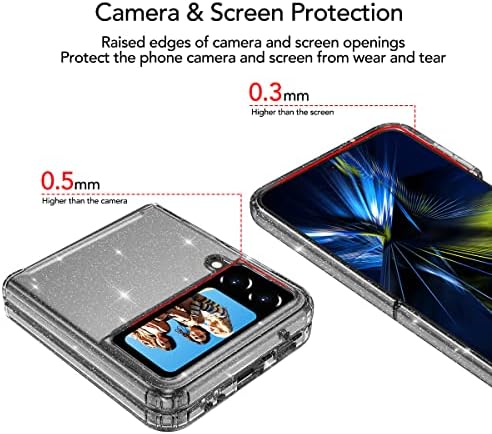 Lamse za Galaxy Z Flip 3 5g, Crystal Clear Bleng Sparkly Glitter Shiny Soft Flexible TPU Slim Fit Pad zaštita Čvrsta udarca za Samsung