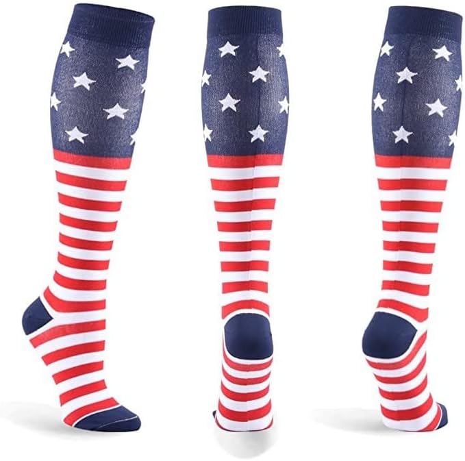 Kompresija 4. jula Trčanje čarapa za muškarce i žene USA zastava Štampano atletski bejzbol Softball Football Soccer Socks