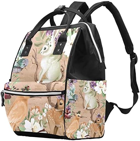 Guerotkr putni ruksak, vrećice za pelene, ruksačka torba za pelene, akvarel zečji ptica jeleni cvjetni uzorak