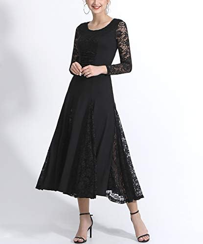 Whitewed dugih rukava čipka FOXTROT Flamenco Ballroom Glatke standardne plesne haljine