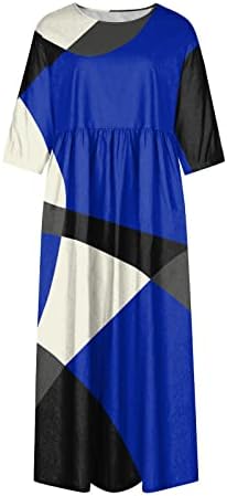 Ženska 2023. modna casual udobne haljine Ljeto tiskovina kratkih rukava Crew Crt haljina s džepovima