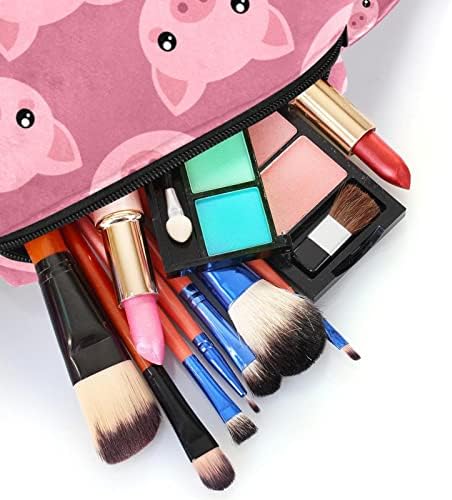 Kozmetičke vrećice za žene, torbe torbice šminkera organizator za skladištenje šminke za makeup Girls, Pink svinjski životinjski crtani