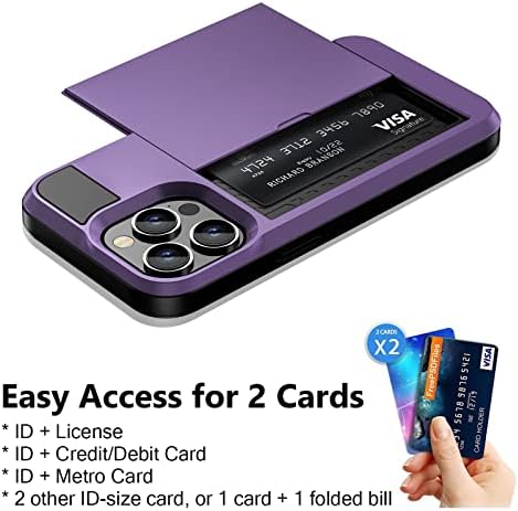 Vofolen za iPhone 13 Pro CASE WALLET Nosilac kreditne kartice Id Slot Klizna vrata Skriveni džep Muškarci Žene Muškarci Hybrid Bumper