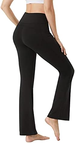 Junyue Weide Wide nogu hlače za pokretanje joge hlače sa džepovima visoki struk crne tamke od crne bljeskalice Atletska hlače Ležerne