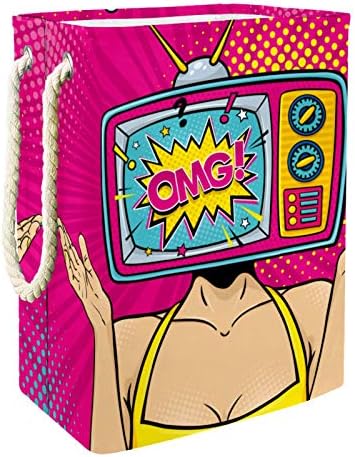 DEYYA vodootporne korpe za veš visoke čvrste sklopive OMG surprised TV Print Hamper za odrasle djecu Teen Boys Djevojke u spavaćim sobama kupatilo
