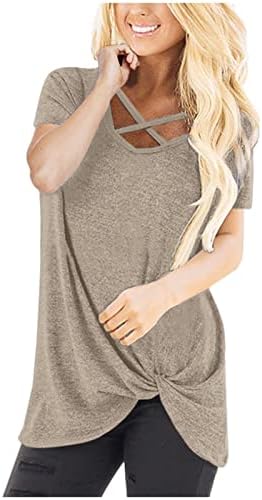 Ženske odjeće kratkih rukava Trendi pamuk V izrez Loop Fit Top Majica Jesen Summer Bange Basic bluza za djevojke X7 x7