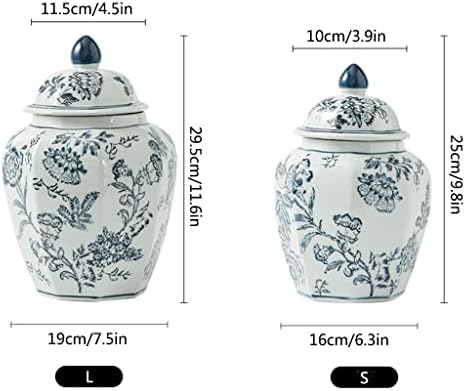 Plava bijela porculanska vaza s poklopcem, osmerokutni đumbir, kućni ukrasni porculanske staklenke, skladištenje kućnog čaja za čaj