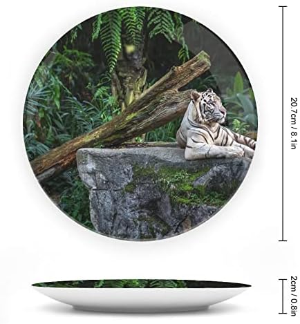 Bijeli tigar počiva u šumskoj kosti Kina Dekorativna ploča sa stand Početna stranica WOBBLE-ploče Desertne ploče Pokloni za domaćinstvo