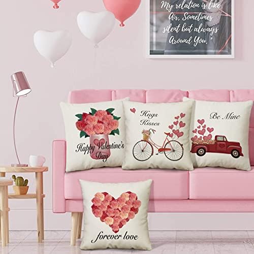 Dekor za dekor na Valentinovu, navlake za dekor 18x18 inča 4 vanjski past na otvorenom dekorativnim bacanjem jastuci za jastuke Farmhouse