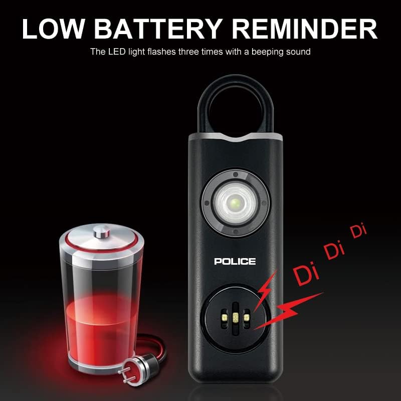 Policijski lični alarmni privjesak za žene – 130db Alarm za sirenu, LED baterijska lampa sa stroboskopskim svjetlom punjivi sigurnosni
