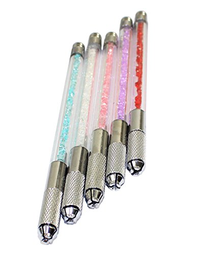 Xiaoyu kristalno transparentna olovka za mikroblading, olovka za ručnu tetovažu obrva za trajnu šminku, Jedna glava, 5 kom