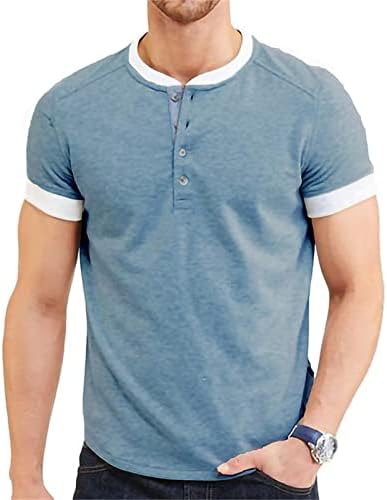 Muški kratki rukav Henley majica Raglan rukava Aktivni sportovi Henley T košulje Classic Casual Slim Fit Basic Tees