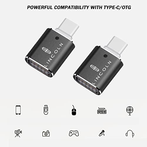 PJOKI 2kom LED USB C na USB Adapter Fit Za Lincoln USB - C na USB 3.0 Adapter za punjenje Konverter OTG Fit Za većinu elektronske