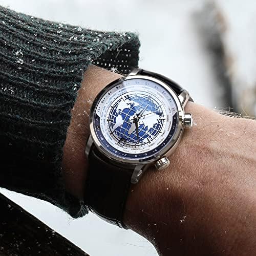 AGELOCER Muški satovi World Time Diamond mehanički kalendar Luksuzni vodootporni kožni satovi za muškarce plave boje