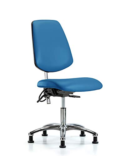 LabTech sjedeća LT43573 klasa 100 čista soba/ESD vinil stolica za visinu stola Srednja leđa hromirana baza, nagib, ESD klizi, plava