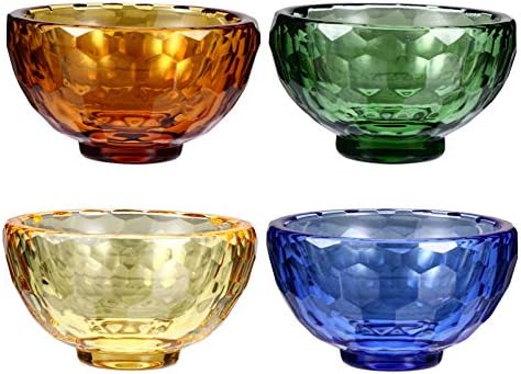 Homoyoyo Buddhist Bowl 4pcs budistička voda Ponuda čaša Glass Dekorativne zdjelice Tibetanski budistički stakleni čašilice Kristalne