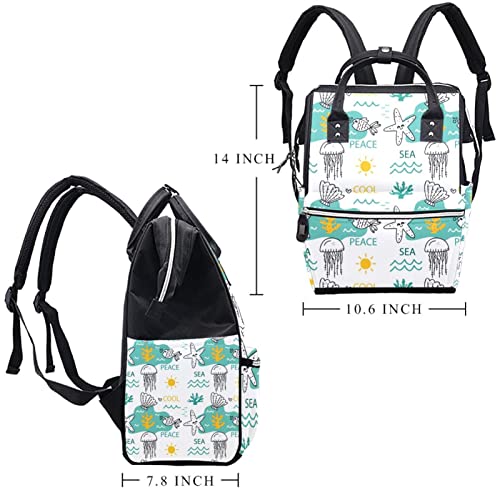 Životinje Riblje uzorak Pelenerne torbe Mummy Tote torbe s višenamjenski ruksak za putovanja, stilski ruksak u školi na fakultetu