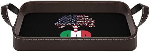 Italija US Root Heartbeat kožna ladica Organizator posluživanja posluživanja s ručkama Dekorativna pladanj za kućnu kuhinju Dnevna
