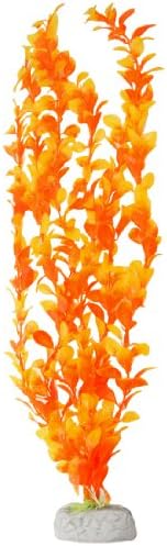 Uxcell keramička baza akvarijska Ornamentna biljka, 22 inča, narandžasta / žuta