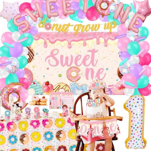 Donut rođendanske potrepštine za djevojčicu od 1 godine, 150 kom sweet one party dekoracije za djevojčice Baby - pozadina, Baner,