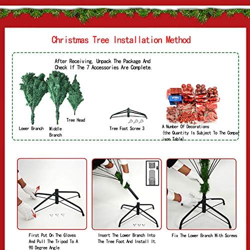 Dulplay smreke Premium umjetno božićno drvce, LED svjetla i metalni postolje Xmas ukrašeni drveće Optički vlakno ulin za odmor u zatvorenom