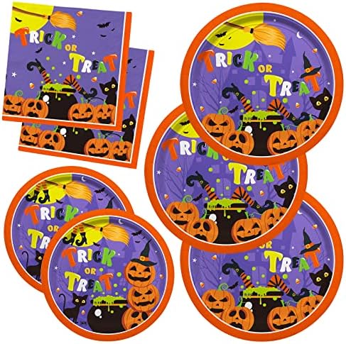 Halloween Party Supplies 50, Halloween Witch dizajn bundeve uključuje ploče za jednokratnu večeru, desertne ploče i salvete, savršeno
