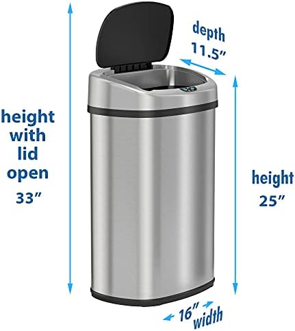 SensorCan 13 galon Automatski senzor bez baterije kuhinjska kanta za smeće sa adapterom za napajanje, kanta za smeće od nerđajućeg