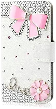 Fairy Art Crystal Wallet futrola za telefon kompatibilna sa Samsung Galaxy A13 5G-Bow-Pink - 3D ručno rađena svjetlucava Bling kožna