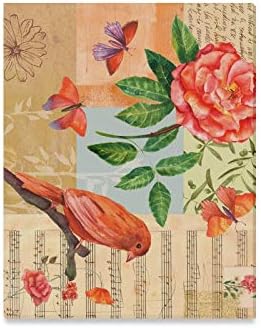 Enevotx zidna umjetnička slika Vintage razglednica ruža leptir ptica i muzičke note grafike na platnu slika pejzažne slike ulje za