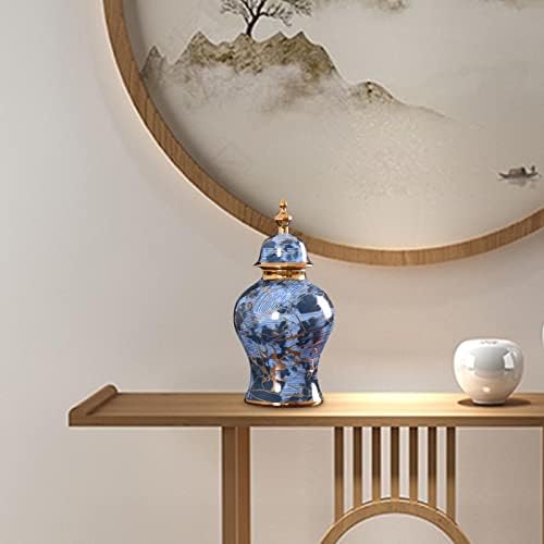 Milageto kineski stil keramički đumbir jar sa poklopcem cvijeta vaza vaza za čaj za čaj za rad na radnoj površini ukras za rukotvorine