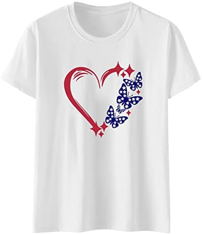 Vijailna američka zastava 4. jula Ljeto Plus veličine vrhova za žene rukav vrhovi Trendi tenkovi Patriotski labavi fit majice