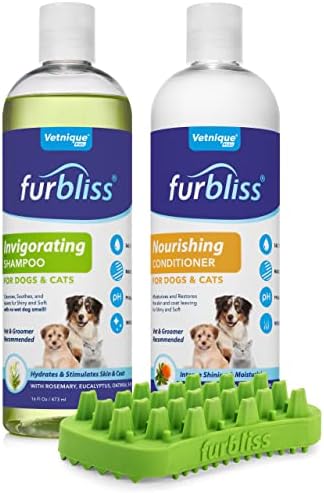VETNIQUE Furbliss okrepljujući šampon za pse , hranjivi regenerator & multifunkcionalna četka za pse za dugodlake mačke & amp; paket
