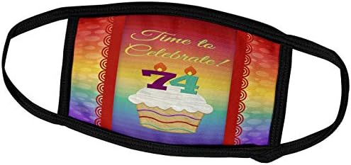 3Droza Bordery Rođendan za rođendan - Cupcake, broj svijeća, vrijeme, slavite 74-godišnje pozivnicu - maske za lice