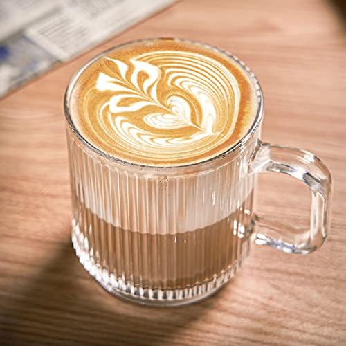 CAIERPH vintage staklena čaša čaša čaša sa ručkom, 11,5 oz, reljefne šalice kafe za espresso, kapućino i latte, šalice i poklone kupa