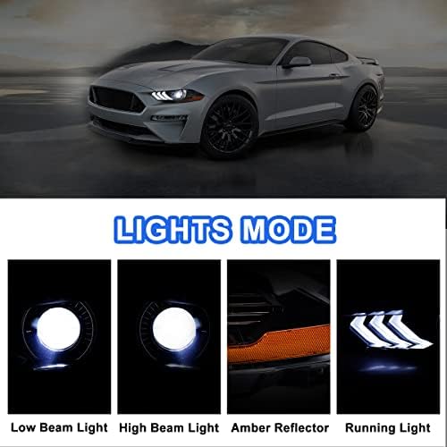 Roxx Full LED sklop farova za 2018 2019 2020 2021 2022 Ford Mustang [samo lijeva strana], duga kratka svjetla za projektor sa Led